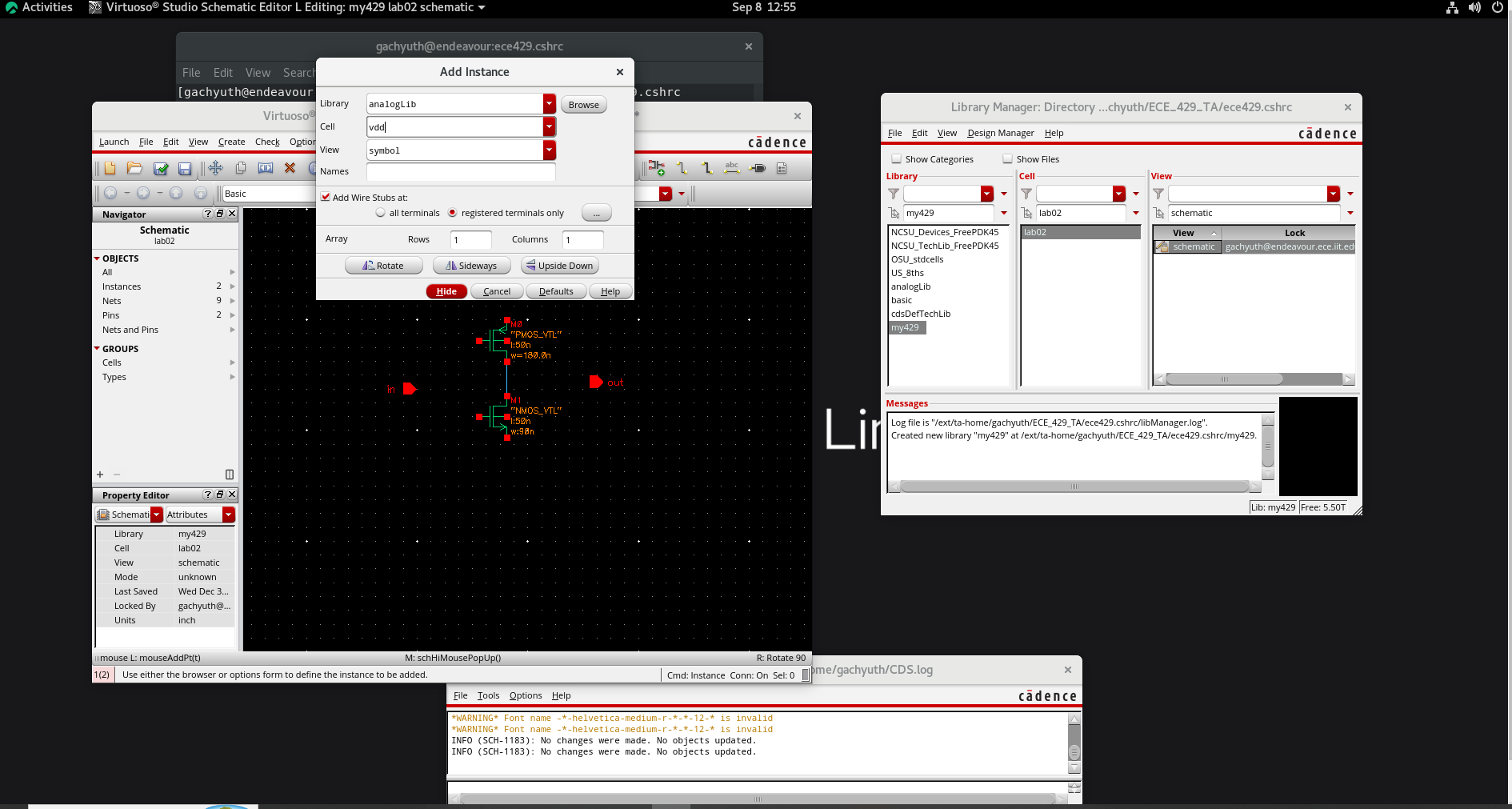 Selecting vdd from analogLib