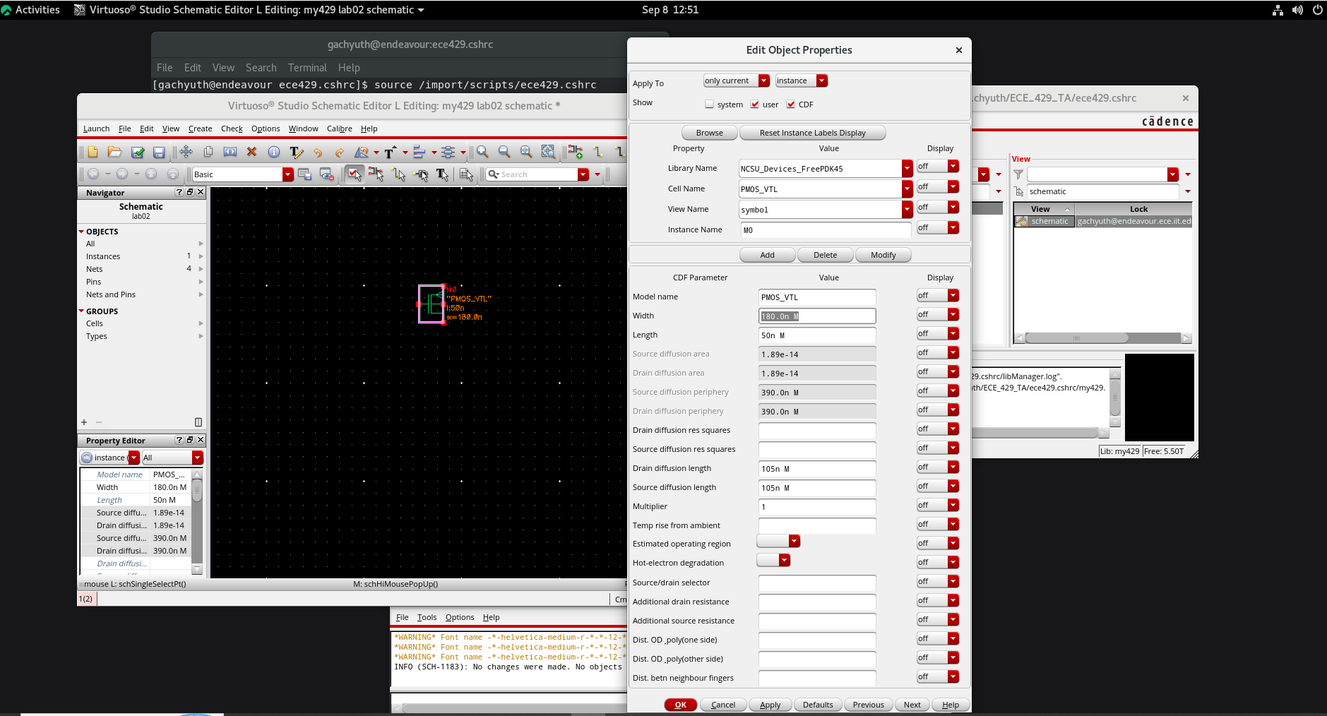 Editing PMOS width to 180 nm