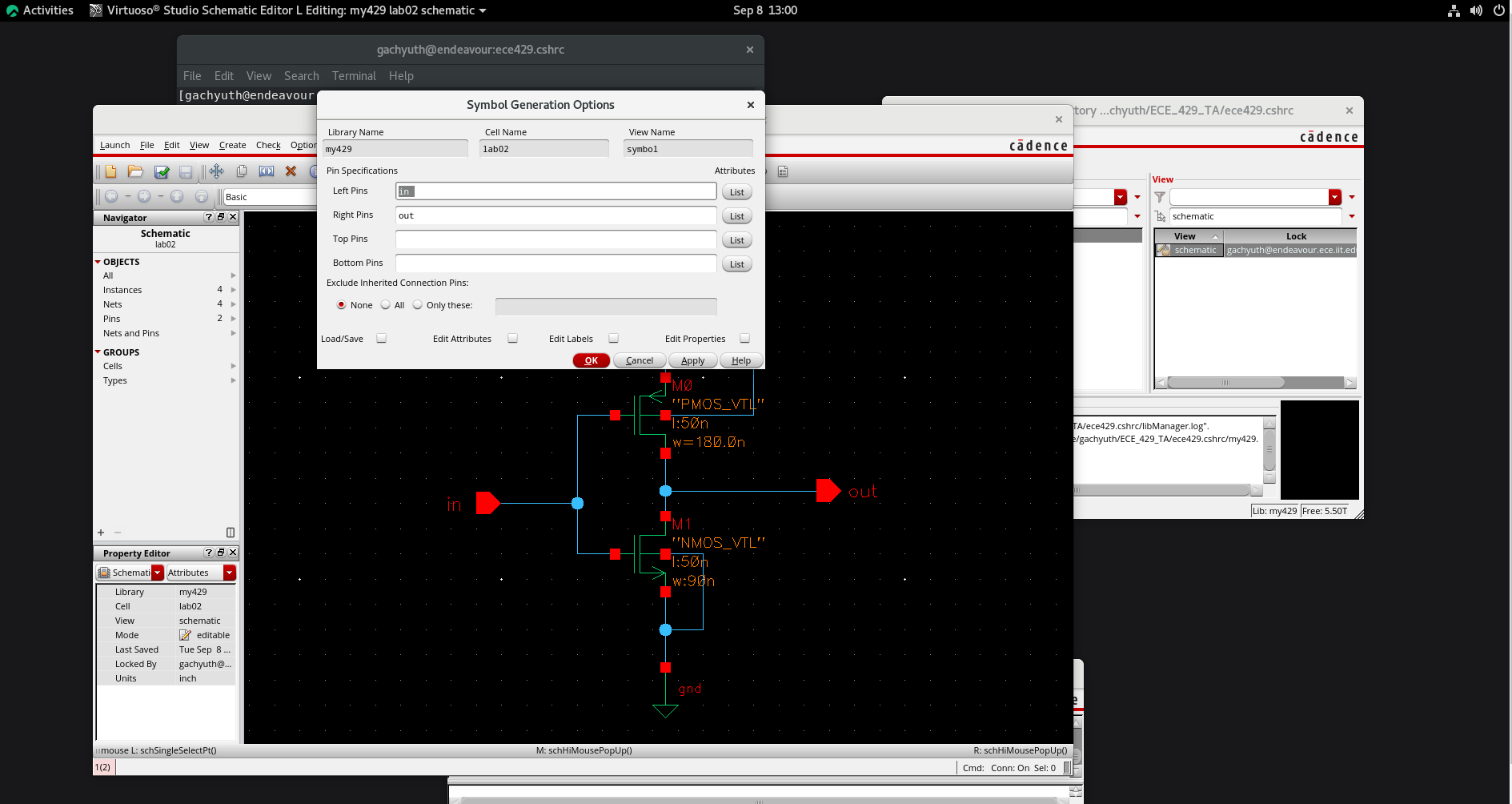 Symbol generation options with input left and output right