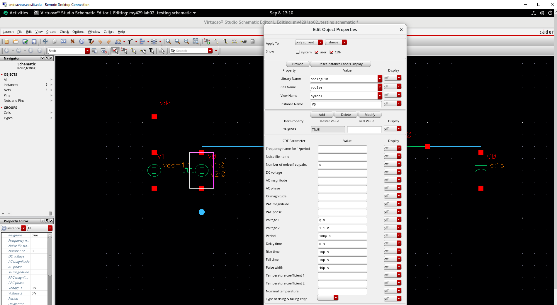 VPULSE input settings
