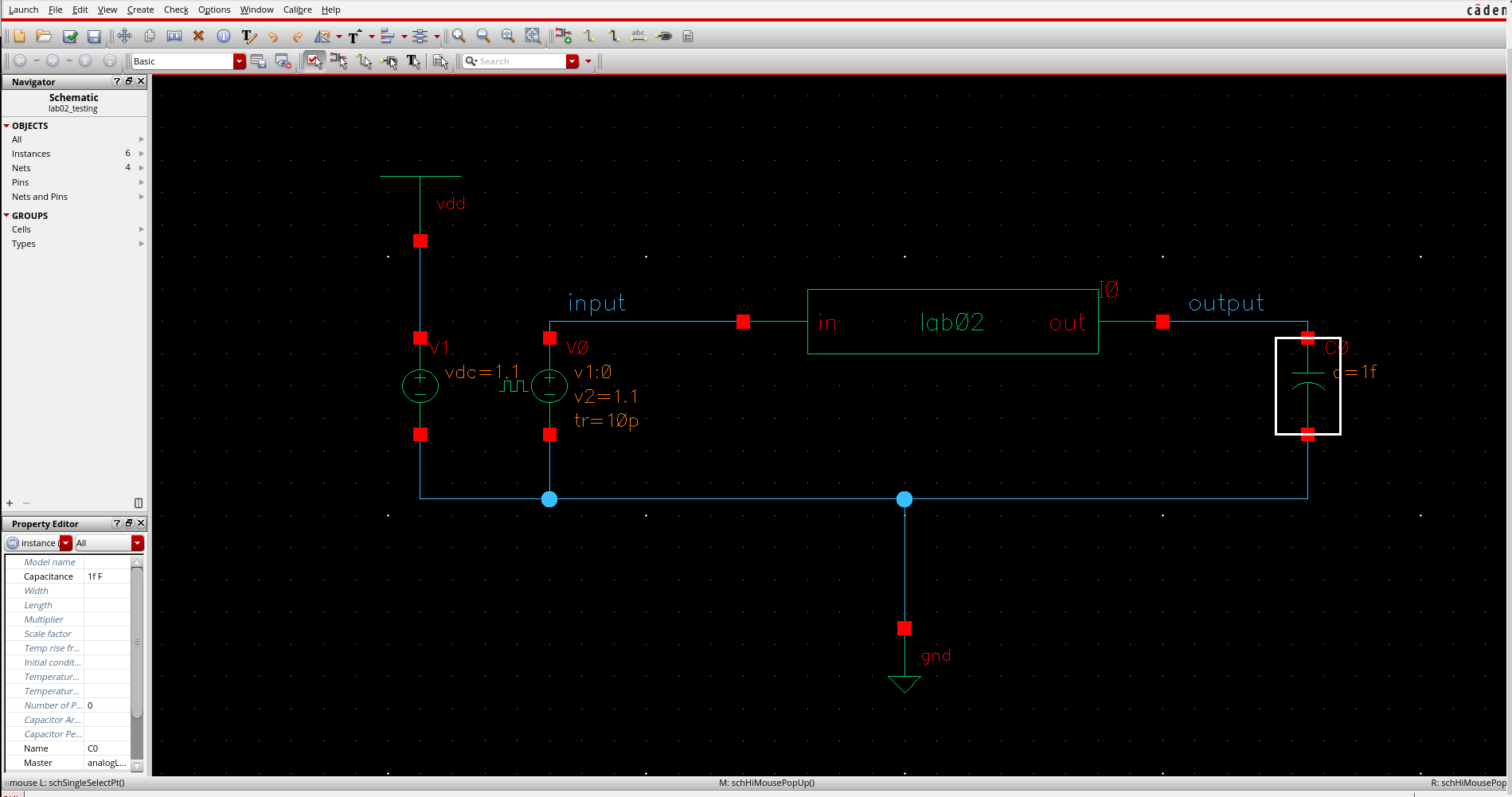 Completed testbench with input and output wire names