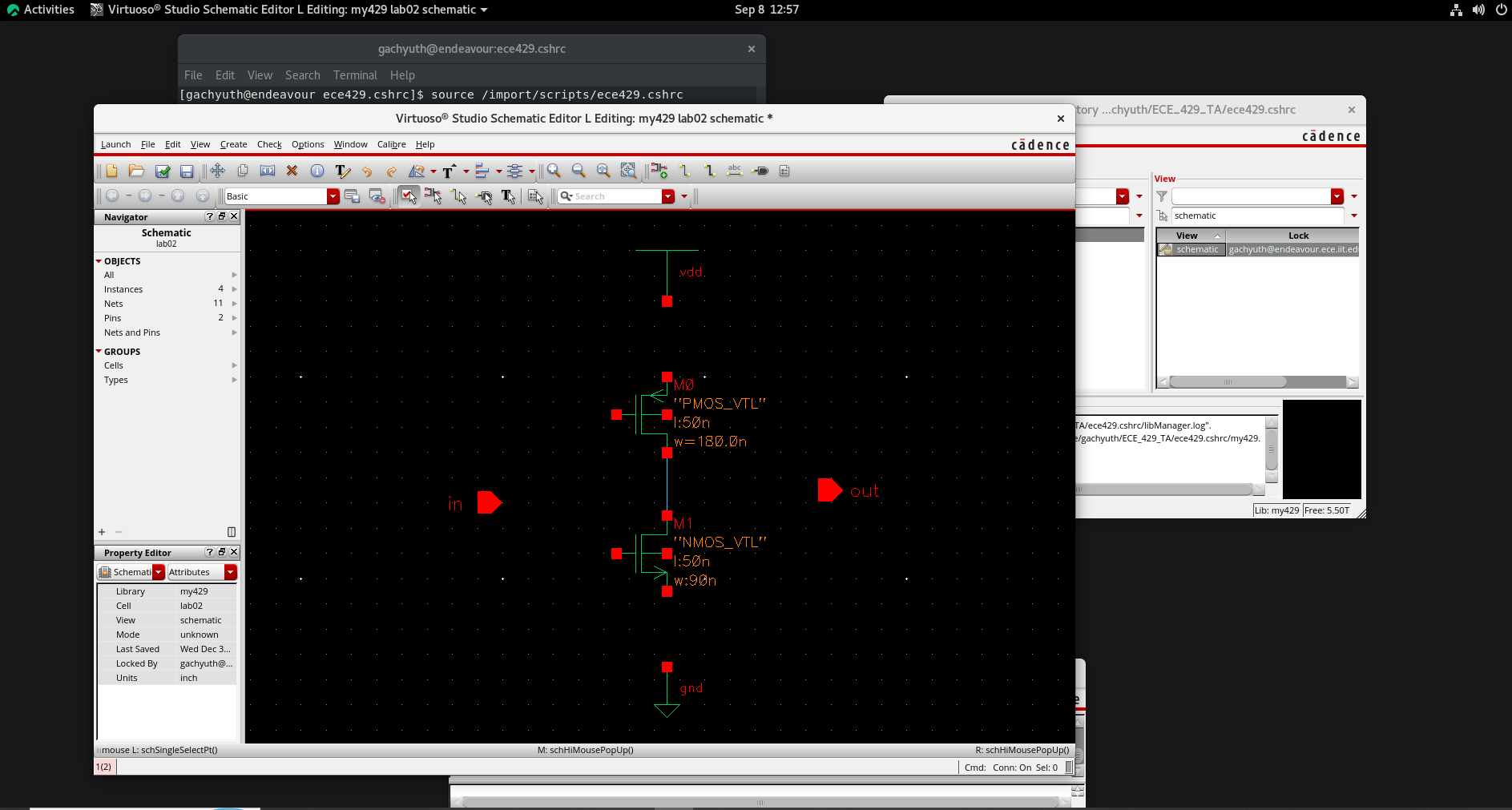 VDD and ground placed around inverter