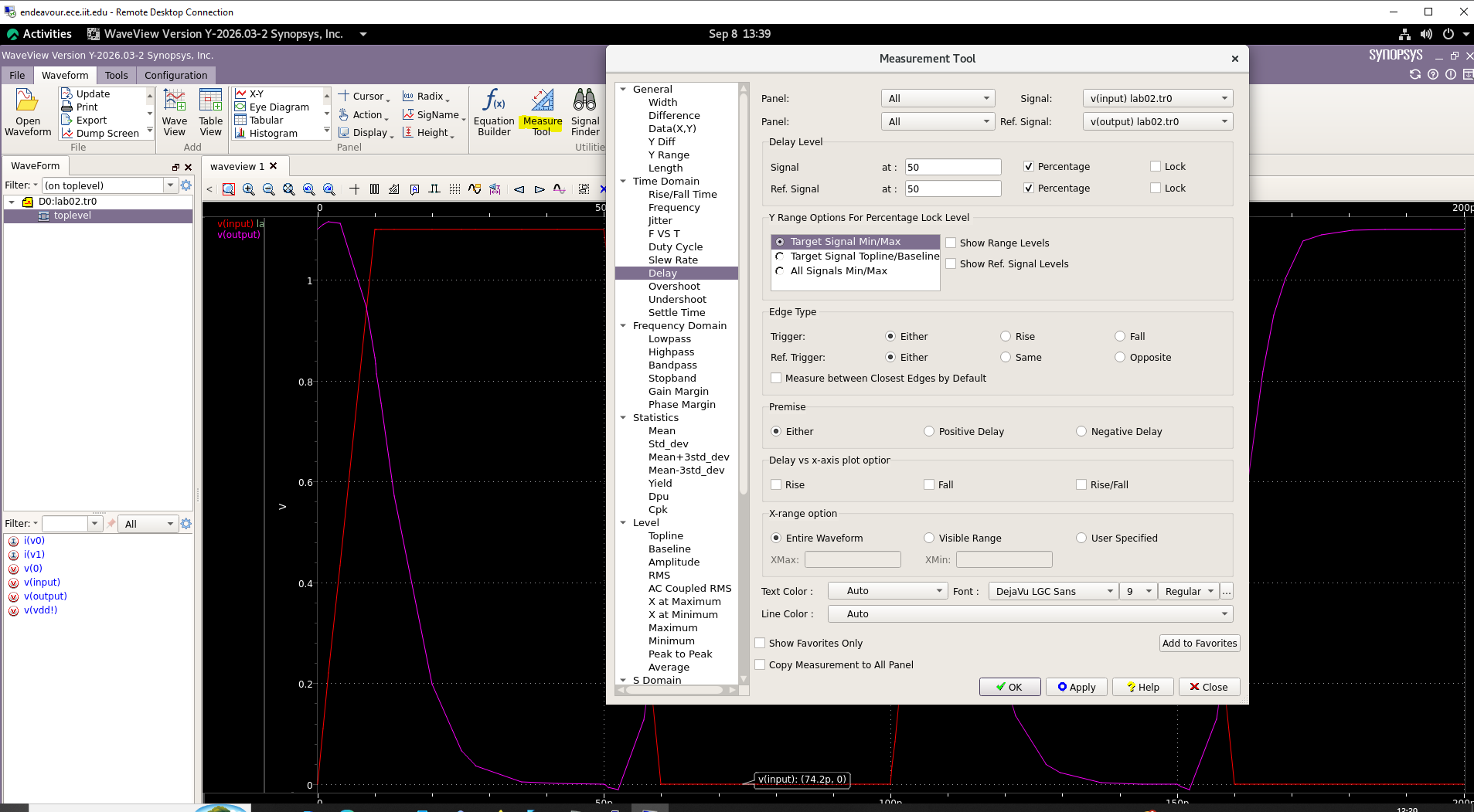 WaveView delay measurement tool