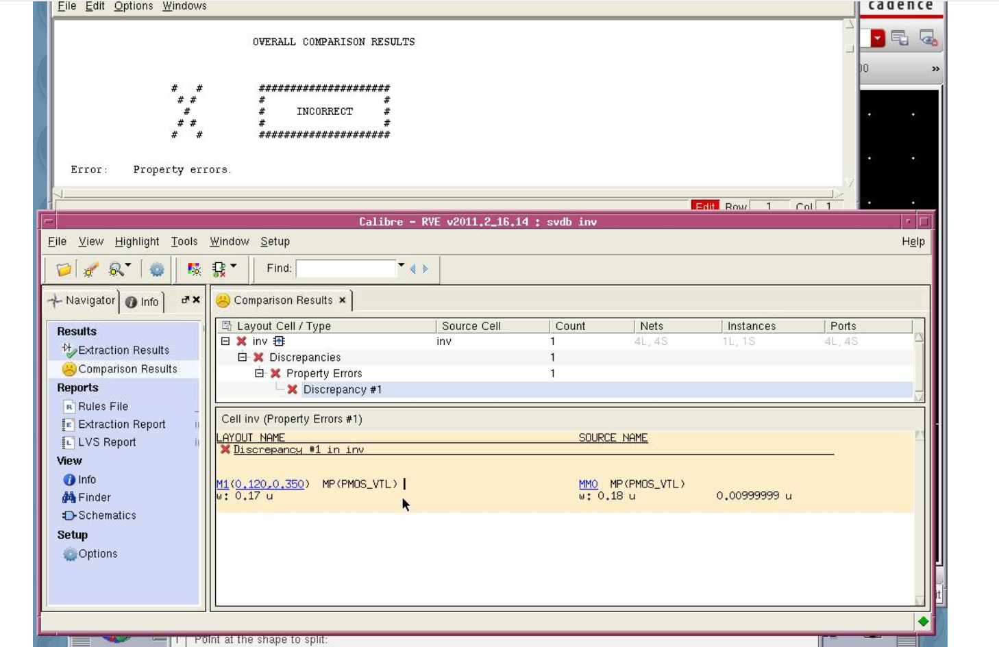Example LVS property error